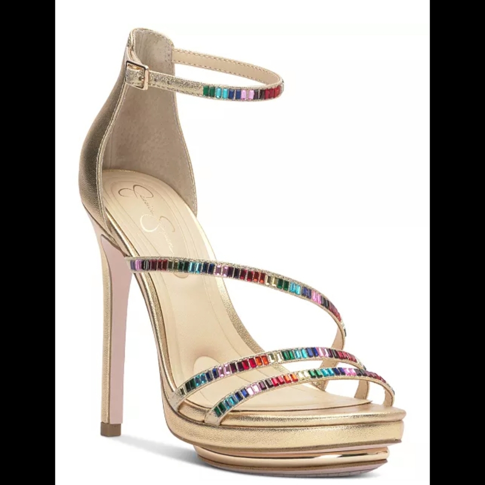 Jessica Simpson Gold Multi-Color Strappy Heels